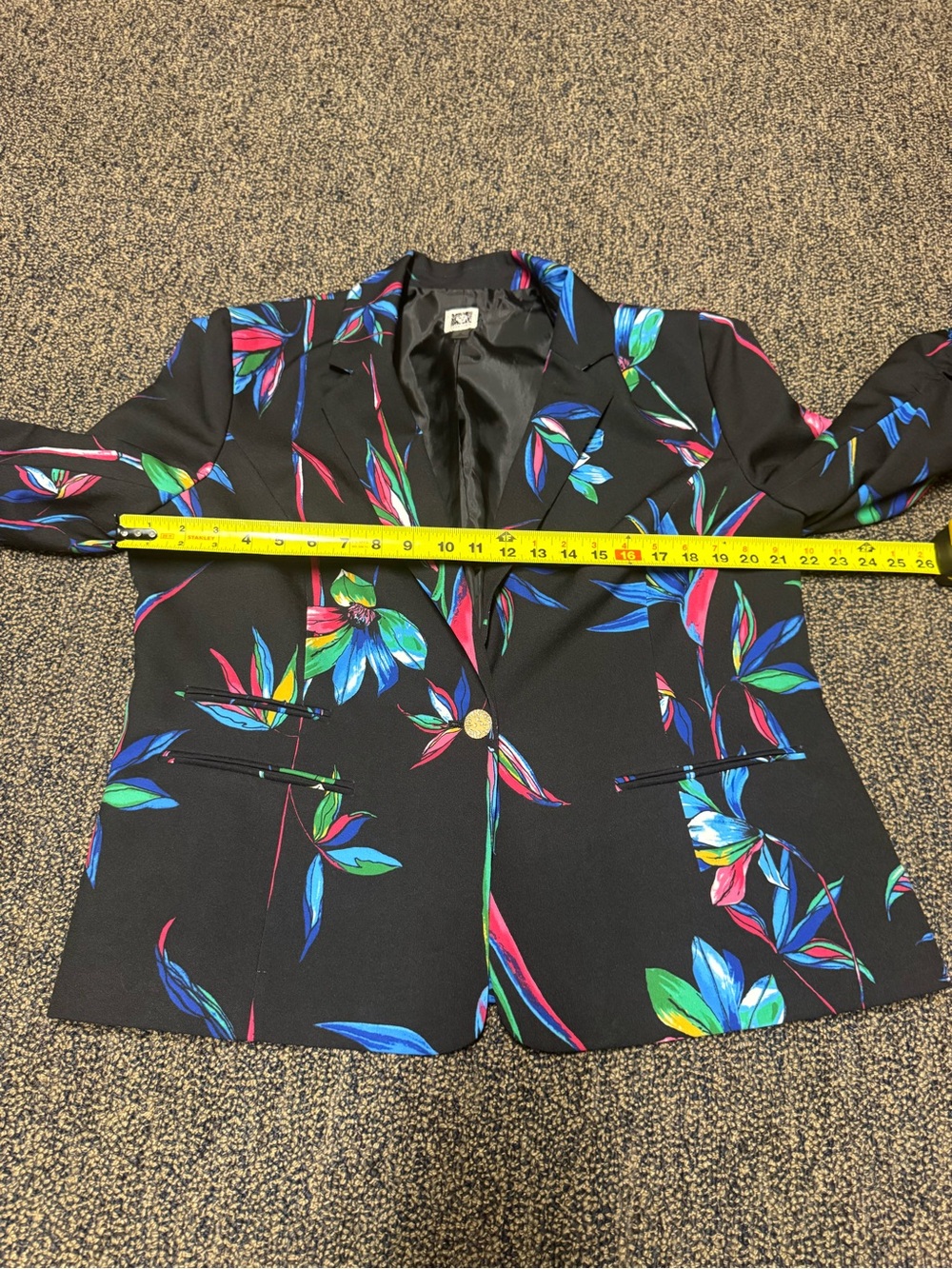 Anne Klein black Floral Single-Button Blazer with Bright Print - Picture 5 of 11